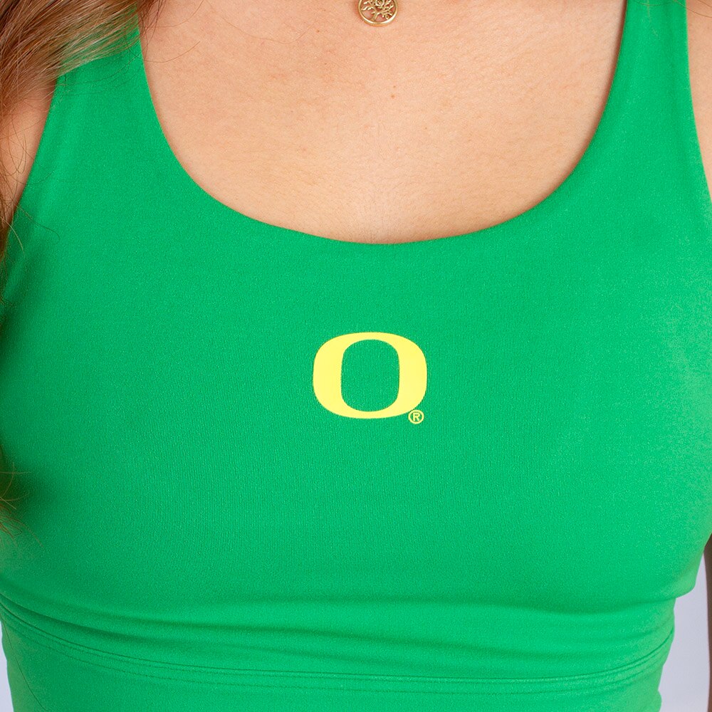 Classic Oregon O, Nike, Green, Bra, Performance/Dri-FIT, Women, Longline, Sports, 954294